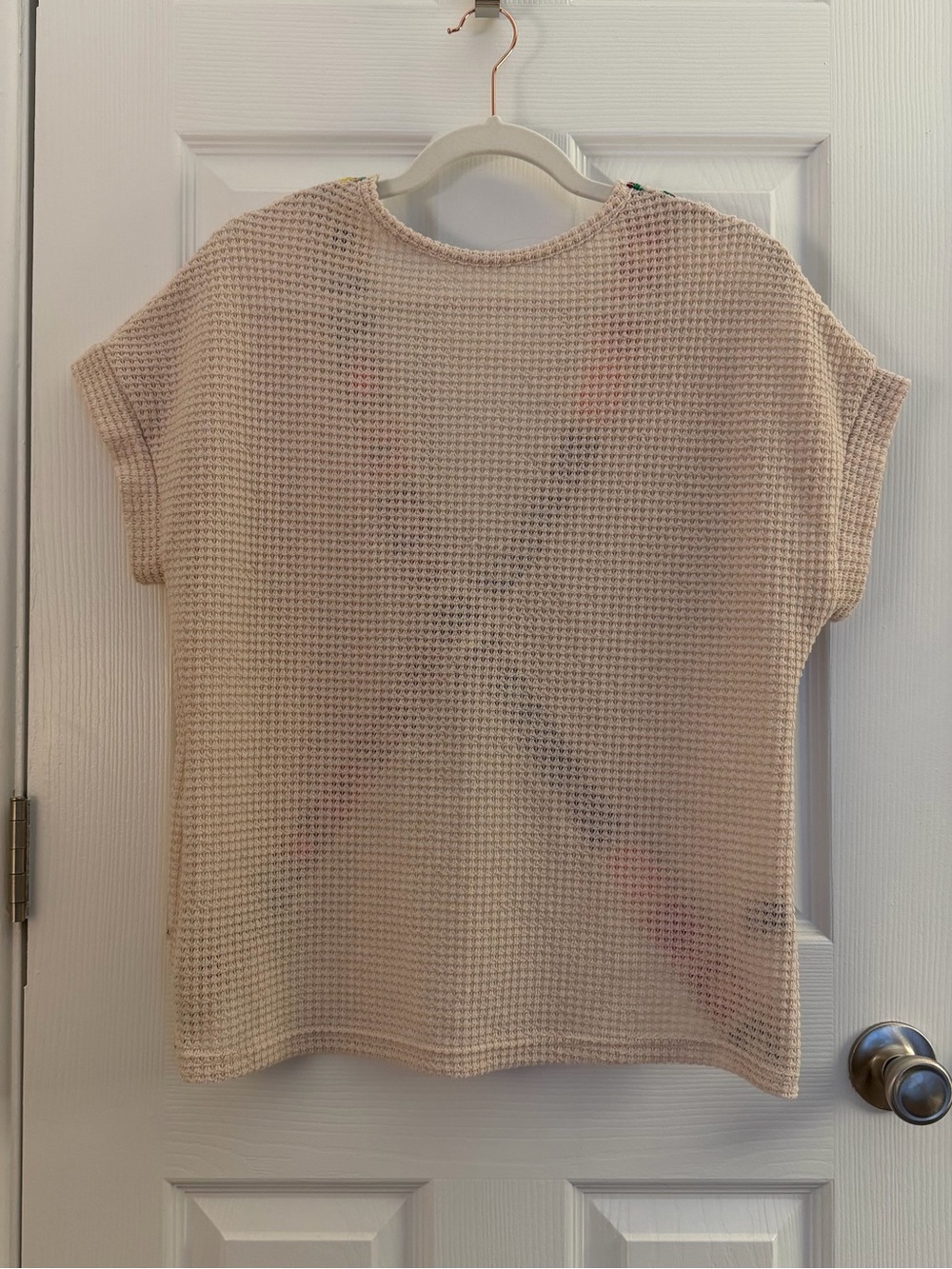 SHEIN Tan Colorful Loose Crochet Criss Cross Top Small - Picture 3 of 6